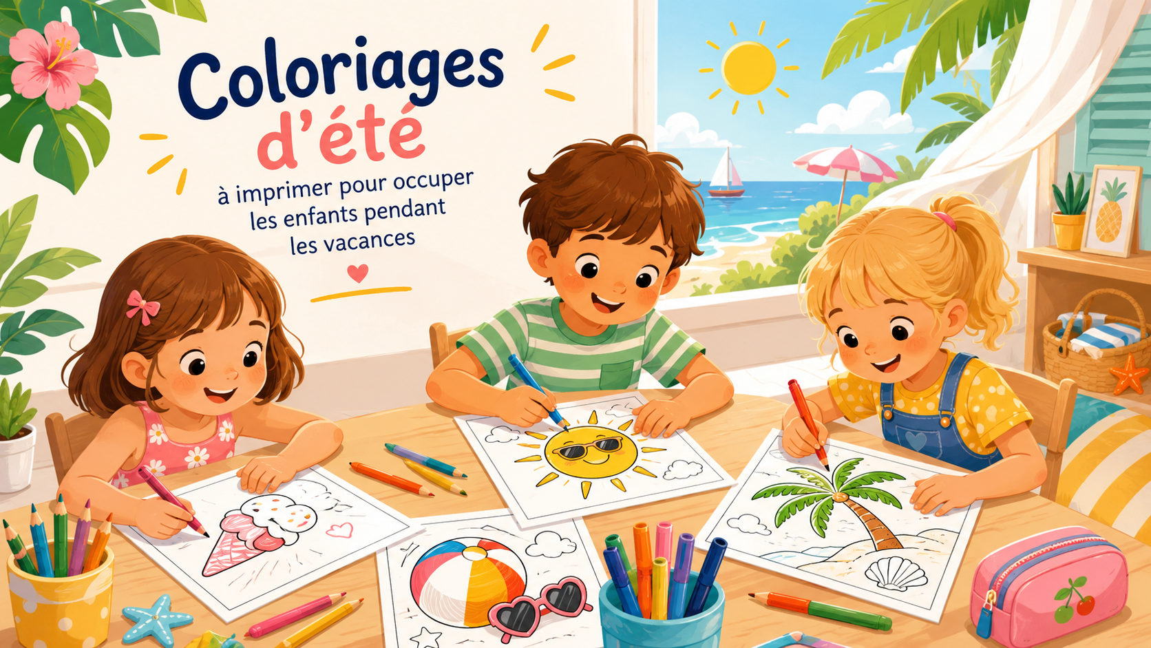 Coloriages d'été à imprimer pour occuper les enfants pendant les vacances