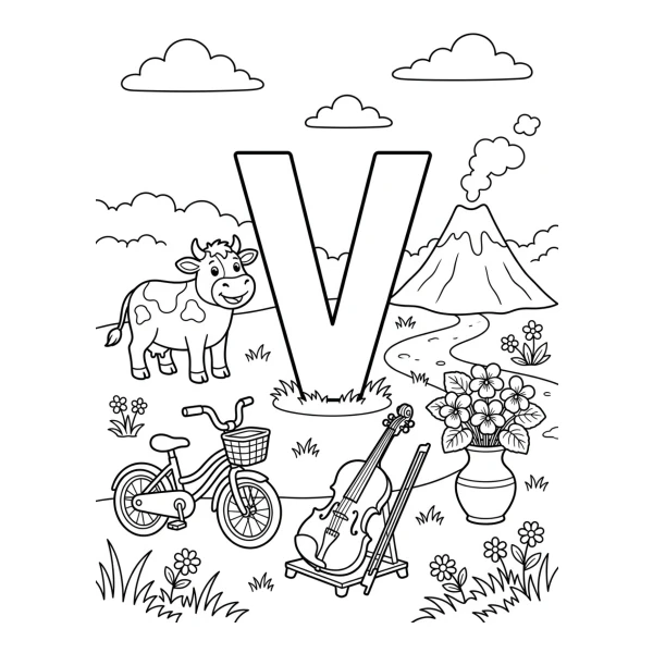 Coloriage Coloriage Lettre V à imprimer