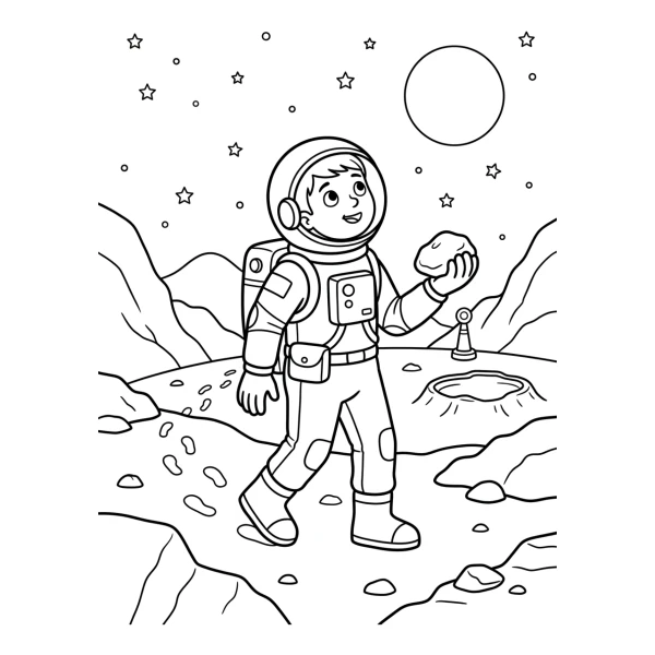 Coloriage Coloriage Astronaute au Clair de Lune à imprimer