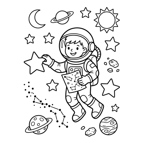 Coloriage Coloriage Astronaute et Étoiles à imprimer