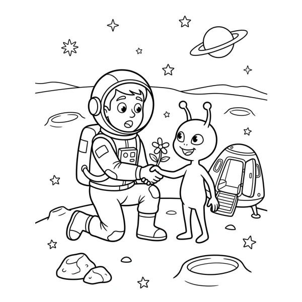 Coloriage Coloriage Astronaute et Extraterrestre à imprimer