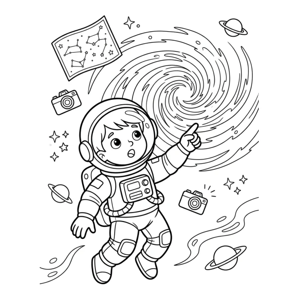 Coloriage Coloriage Astronaute et Galaxie à imprimer
