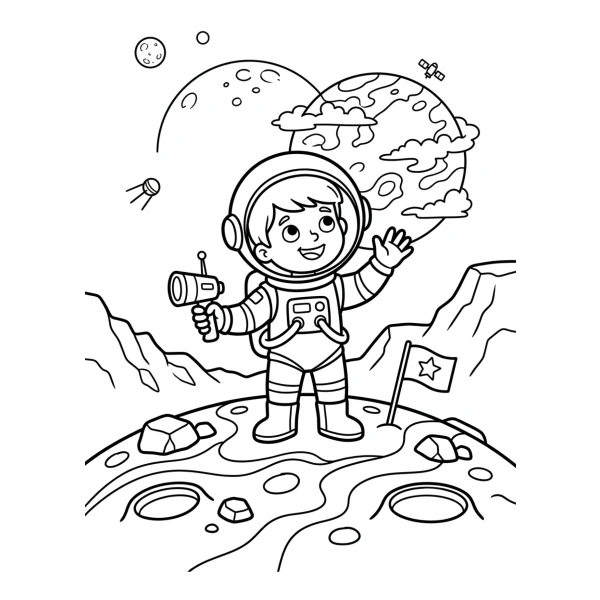Coloriage Coloriage Astronaute et Planète à imprimer