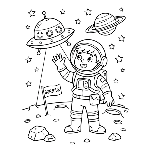 Coloriage Coloriage Astronaute et Soucoupe Volante à imprimer