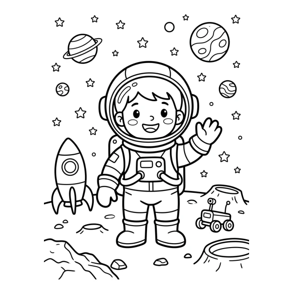 Coloriage Coloriage Astronaute Kawaii à imprimer