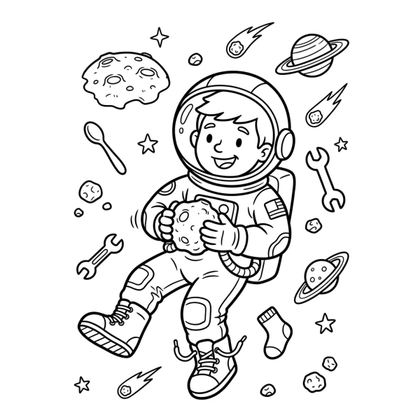 Coloriage Coloriage Astronaute Rigolo à imprimer