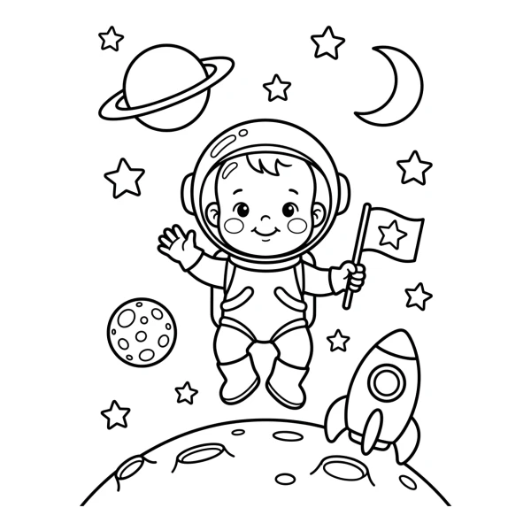 Coloriage Coloriage Bébé Astronaute à imprimer