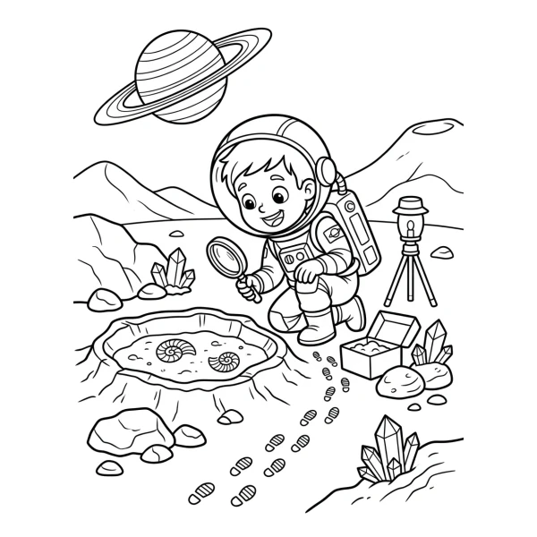 Coloriage Coloriage Petit Astronaute Explorateur à imprimer