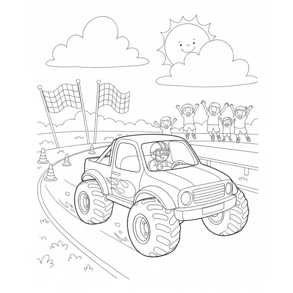 Coloriage Coloriage Camion de Course à imprimer