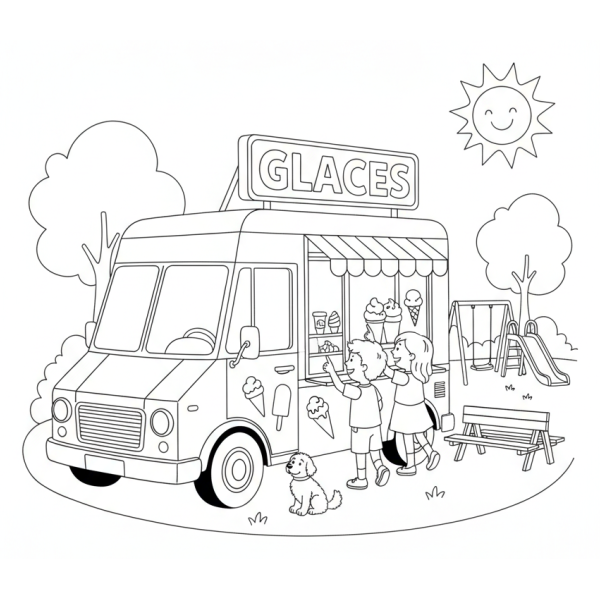 Coloriage Coloriage Camion de Glaces à imprimer