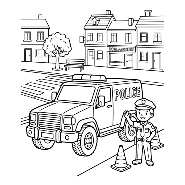 Coloriage Coloriage Camion de Police à imprimer