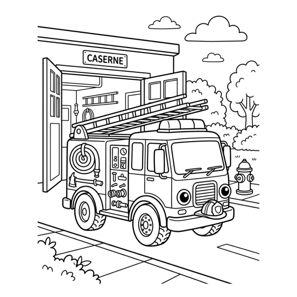 Coloriage Coloriage Camion de Pompier à imprimer