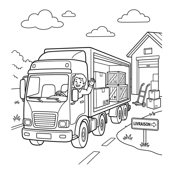 Coloriage Coloriage Camion de Transport à imprimer