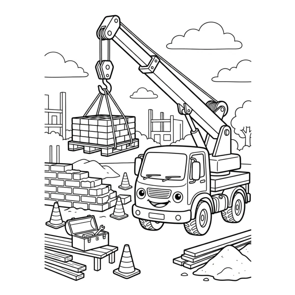Coloriage Coloriage Camion Grue à imprimer