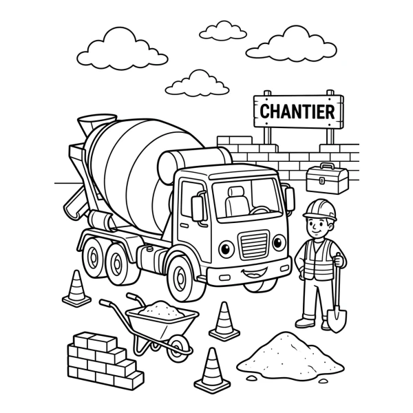 Coloriage Coloriage Camion Malaxeur à imprimer