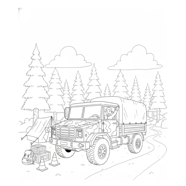 Coloriage Coloriage Camion Militaire à imprimer