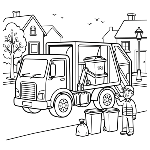 Coloriage Coloriage Camion Poubelle à imprimer