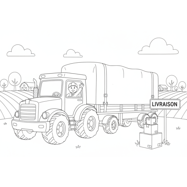 Coloriage Coloriage Camion Remorque à imprimer