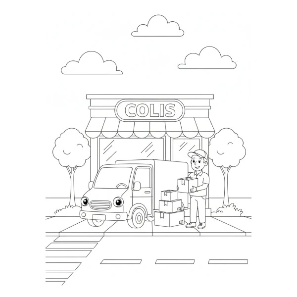 Coloriage Coloriage Petit Camion de Livraison à imprimer