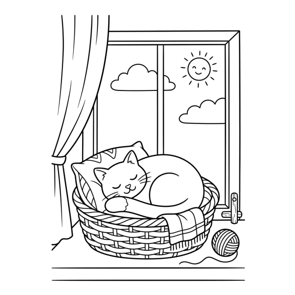 Coloriage Coloriage Chat Endormi à imprimer