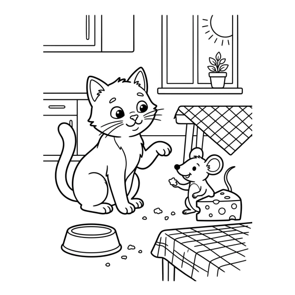 Coloriage Coloriage Chat et Souris à imprimer