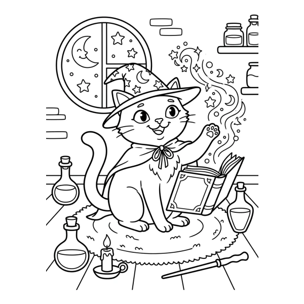 Coloriage Coloriage Chat Magique à imprimer