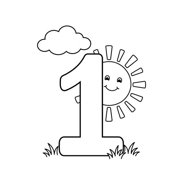 Coloriage Coloriage Chiffre 1 Soleil à imprimer