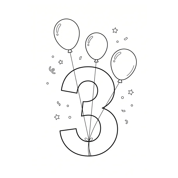 Coloriage Coloriage Chiffre 3 Trois Ballons à imprimer