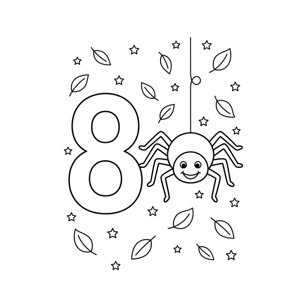 Coloriage Coloriage Chiffre 8 Pattes d’une Araignée à imprimer