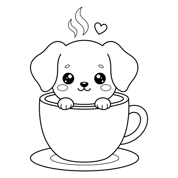 Coloriage Chiot Coloriage Chien Kawaii à imprimer