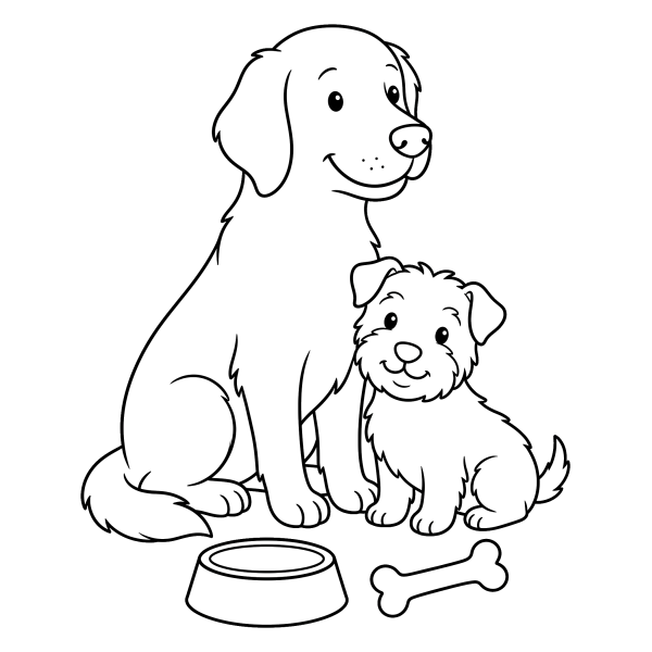Coloriage Coloriage 2 Chiens à imprimer