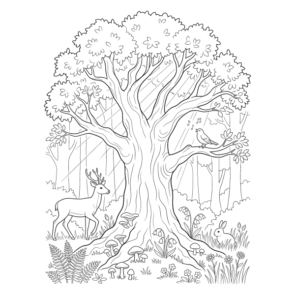 Coloriage Coloriage Arbre de la Forêt à imprimer