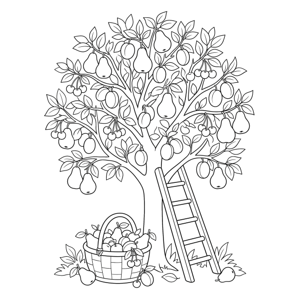 Coloriage Coloriage Arbre Fruitier à imprimer