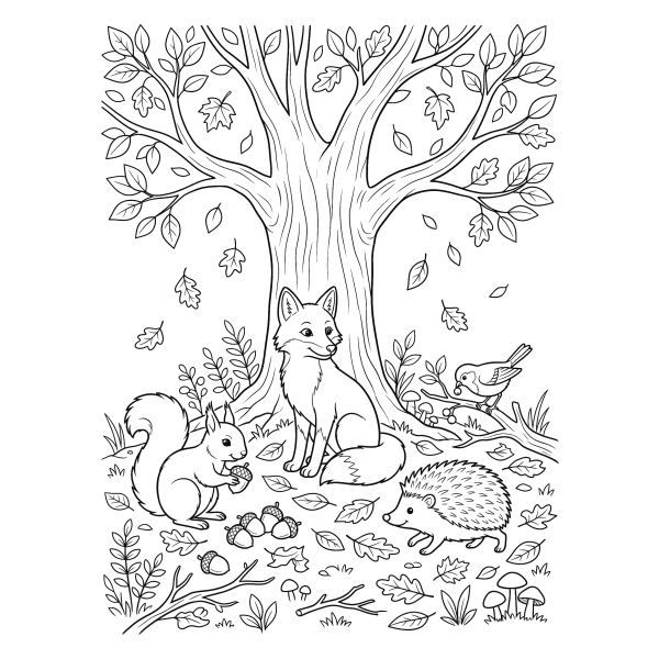 Coloriage Coloriage Automne Animaux à imprimer
