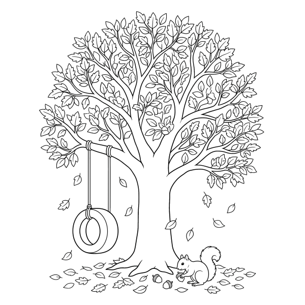 Coloriage Coloriage Automne Arbre à imprimer