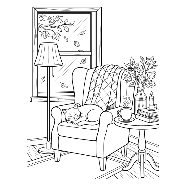 Coloriage Coloriage Automne Cosy à imprimer
