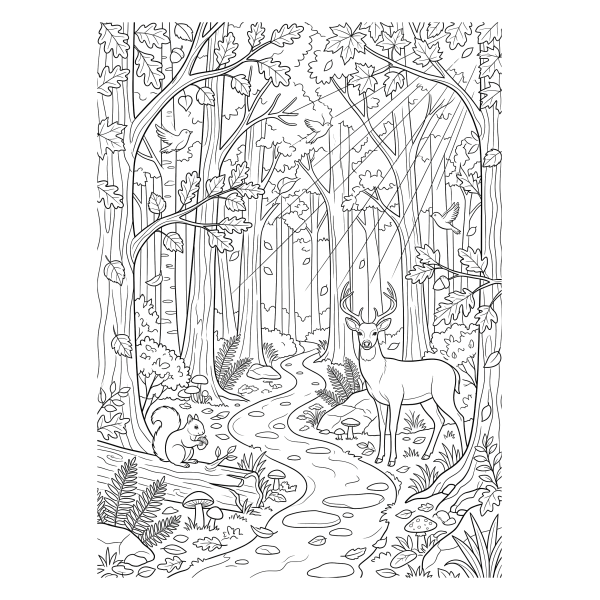 Coloriage Coloriage Automne Forêt à imprimer
