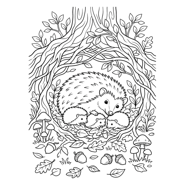 Coloriage Coloriage Automne Hérisson à imprimer