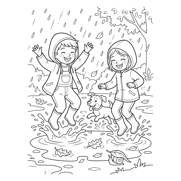 Coloriage Coloriage Automne Pluie à imprimer