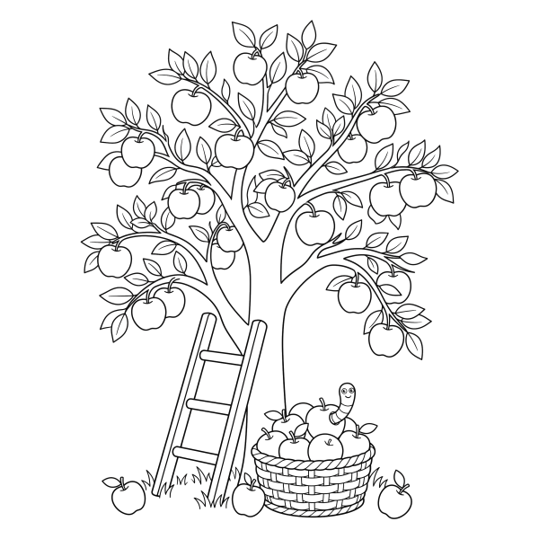 Coloriage Coloriage Automne Pomme à imprimer