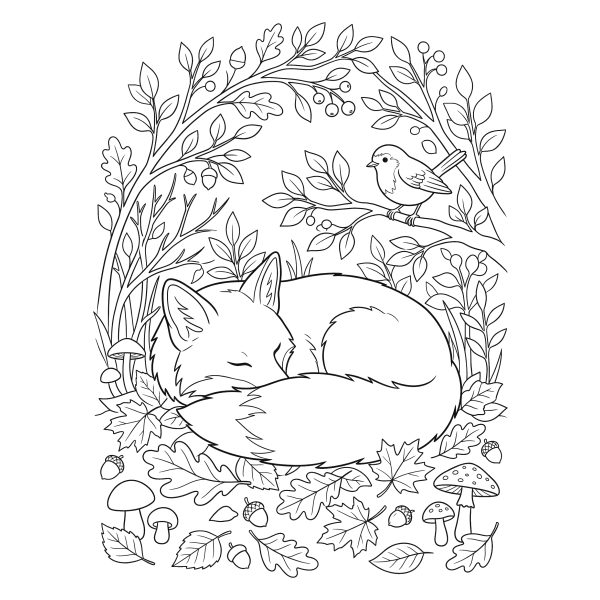 Coloriage Coloriage Automne Renard à imprimer