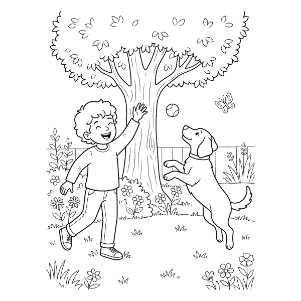Coloriage Coloriage avec un Chien à imprimer