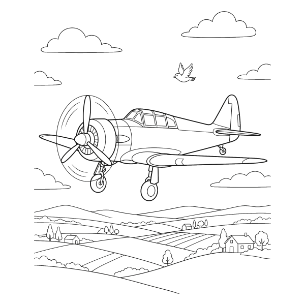 Coloriage Coloriage Avion à Hélice à imprimer