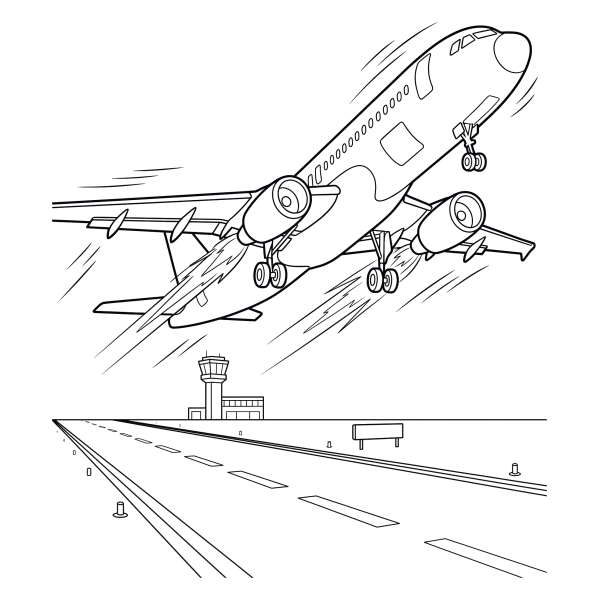 Coloriage Coloriage Avion au Décollage à imprimer