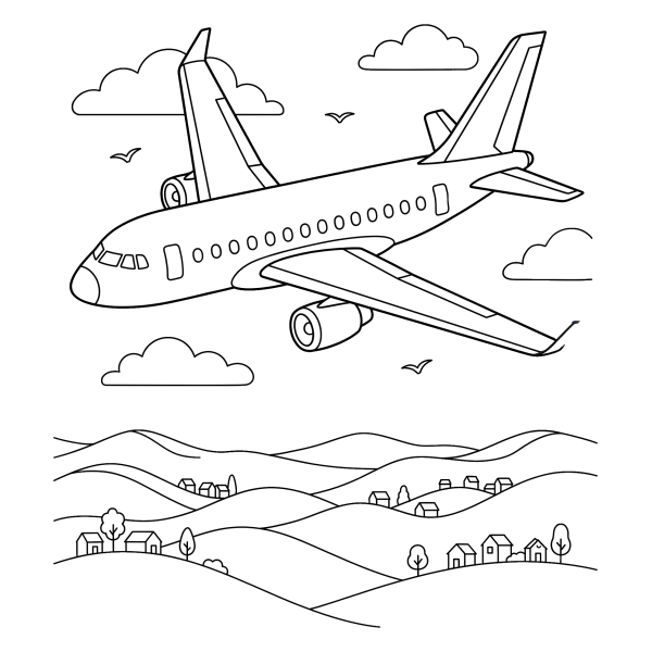 Coloriage Coloriage Avion de Ligne à imprimer