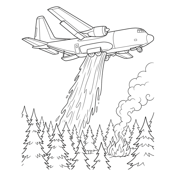 Coloriage Coloriage Avion de Pompier à imprimer