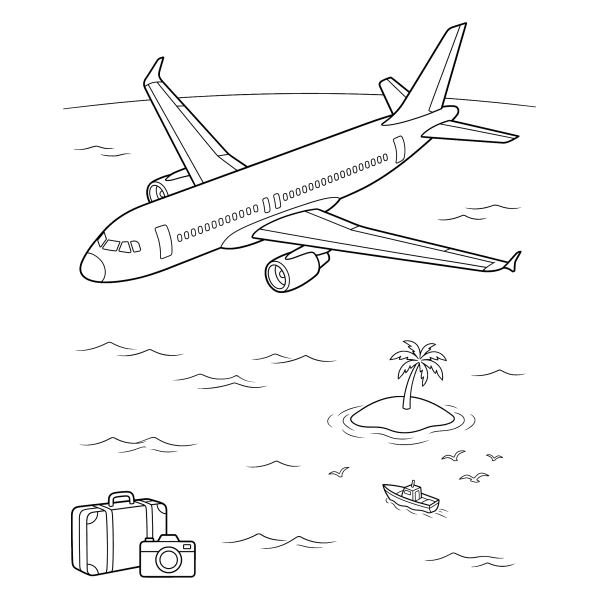 Coloriage Coloriage Avion de Voyage à imprimer