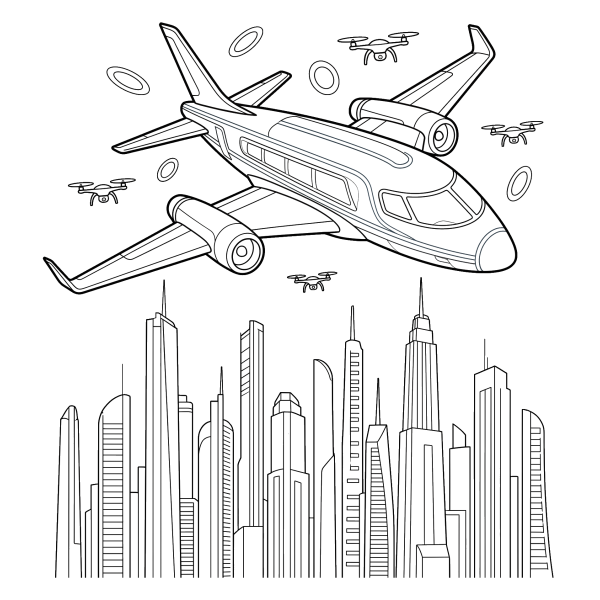 Coloriage Coloriage Avion du Futur à imprimer