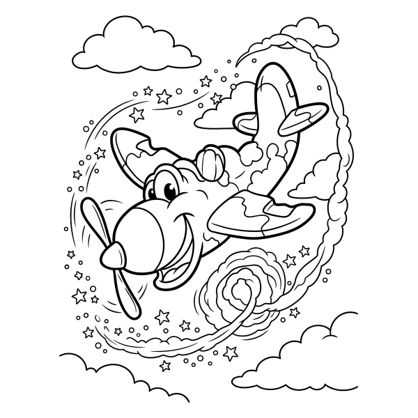 Coloriage Coloriage Avion Rigolo à imprimer