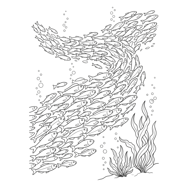 Coloriage Coloriage Banc de Poissons à imprimer